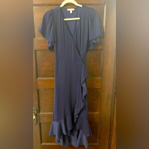 Navy Silky Wrap Dress